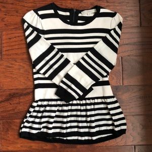 LOFT black & white peplum sweater. 3/4 sleeve.
